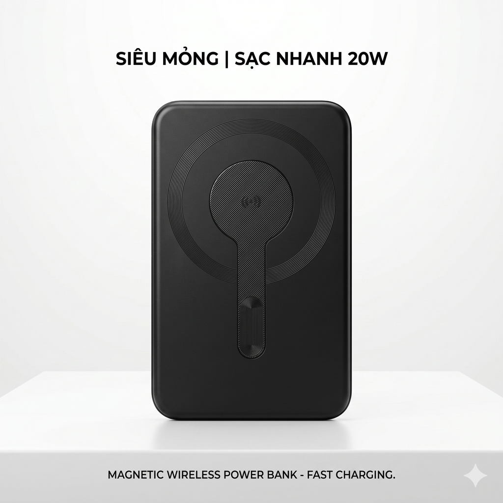 Pin dự phòng siêu mỏng PD20W 5000mAh sạc không dây Magsage (ko hộp)
