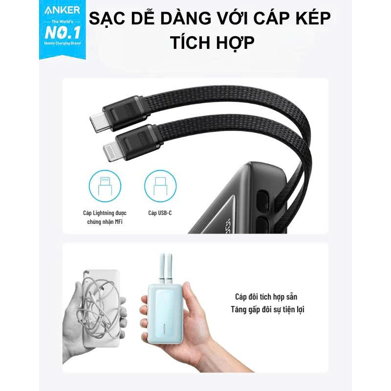 Pin dự phòng 20.000mAh Anker Zolo A1681 sạc nhanh 30W tích hợp 2 cáp 1L 1C - cũ ko hộp, lỗi cáp L thực tế Pin dự phòng 20.000mAh Anker Zolo A1681 sạc nhanh 30W tích hợp 2 cáp 1L 1C - cũ ko hộp, lỗi cáp L - Góc chụp chi tiết thực tế 8
