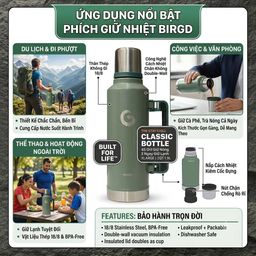 Phích Giữ Nhiệt Cao Cấp "THE STAY CHILL - CLASSIC BOTTLE" 1.9L (X-Large), giữ…