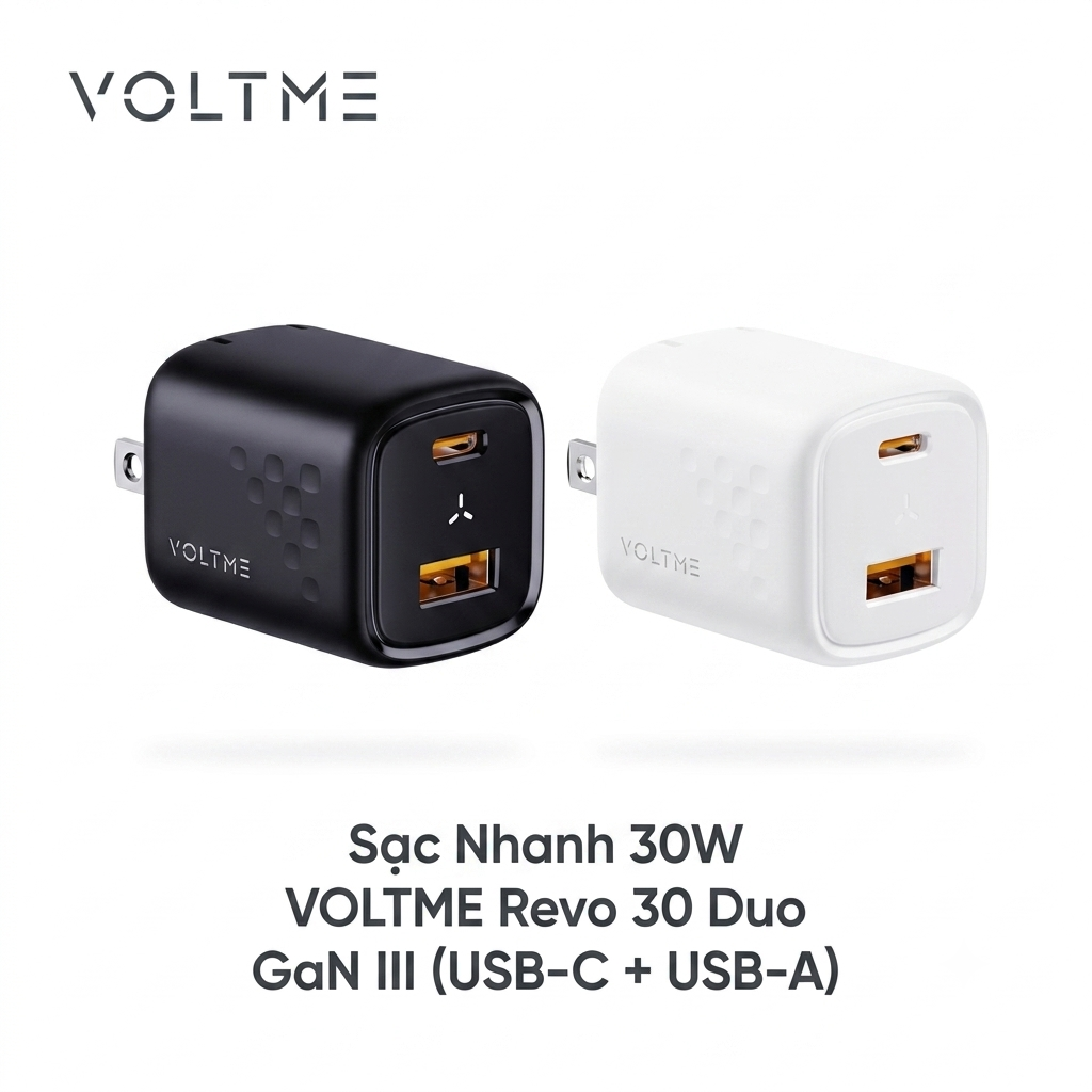 {Order 28/7} Củ Sạc Nhanh 30W VOLTME Revo 30 Duo GaN III (USB-C + USB-A) – Sạc Nhanh PD3.0/PPS/QC3.0
