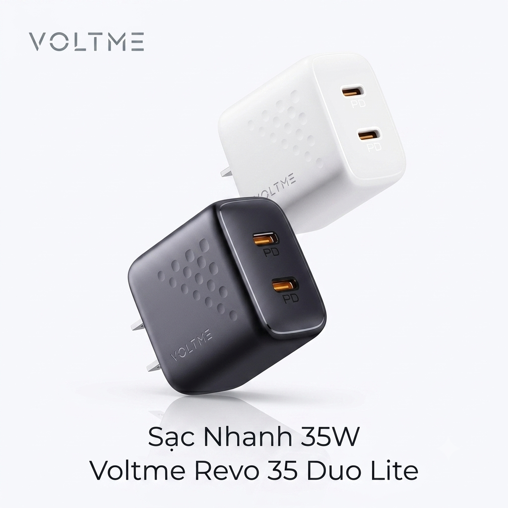 {Order 28/7} Củ Sạc Nhanh 35W Voltme Revo 35 Duo Lite | Sạc 2 Thiết Bị Cùng Lúc, 2 Cổng Type-C PD