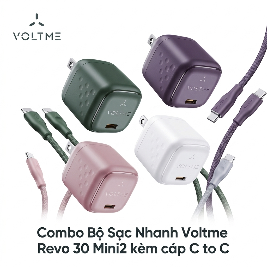 {Order giao 28/7} Combo Bộ Sạc Nhanh Voltme Revo 30 Mini2 - kèm cáp C to C 