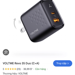 Củ sạc nhanh 35W VOLTME Revo 35 Duo (C+A) GaN – 2 Cổng USB-C + USB-A | Sạc Nha…