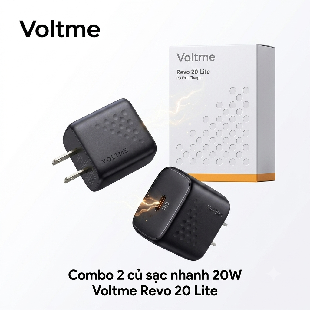 {Order giao 28/7} Combo 2 Củ sạc nhanh 20W VOLTME Revo 20 Lite Charger 20W