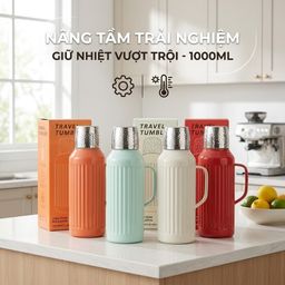 Phích Nước Giữ Nhiệt 1 Lít Có Màn Hình LED Cảm Ứng - Bình Ủ Trà, Cà Phê Inox 304