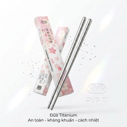 Đôi đũa Titanium Nguyên Chất thương hiệu RYP, Kháng khuẩn, siêu nhẹ, chống trơn