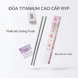 Đôi đũa Titanium Nguyên Chất thương hiệu RYP, Kháng khuẩn, siêu nhẹ, chống trơn