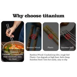 Đôi đũa Titanium Nguyên Chất thương hiệu RYP, Kháng khuẩn, siêu nhẹ, chống trơn