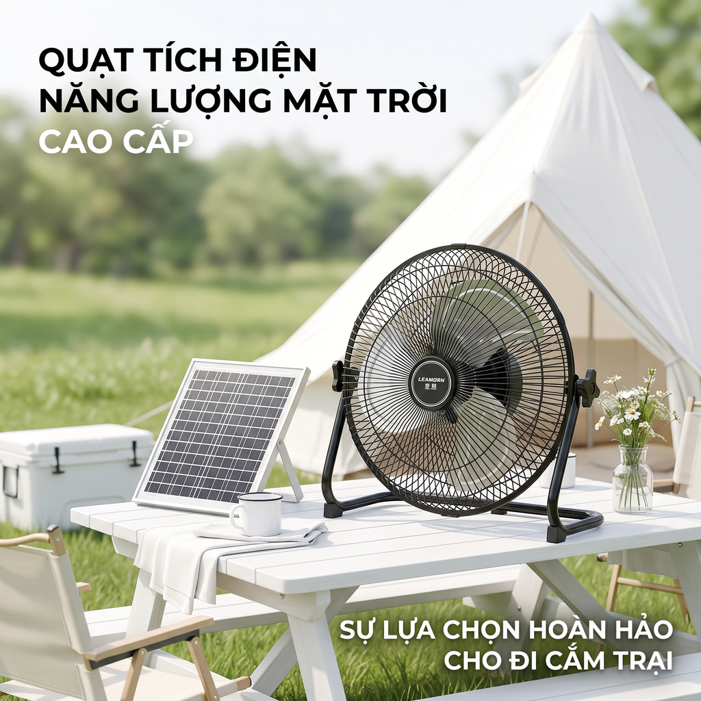 Quạt tích điện năng lượng mặt trời 12 inch LEAMORN / PD-108 chính hãng Quạt tích điện năng lượng mặt trời 12 inch LEAMORN / PD-108 - Thiết kế ngoại quan thực tế chính hãng tại Hiếu Tạp Hóa