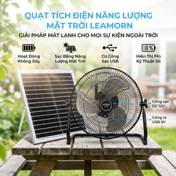 Quạt tích điện năng lượng mặt trời 12 inch LEAMORN / PD-108