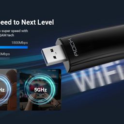 USB chuyển đổi WIFI hãng Rock Space AX1800, WIFI 6 cho Laptop, PC 5G & 2.4G