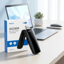 USB chuyển đổi WIFI hãng Rock Space AX1800, WIFI 6 cho Laptop, PC 5G & 2.4G