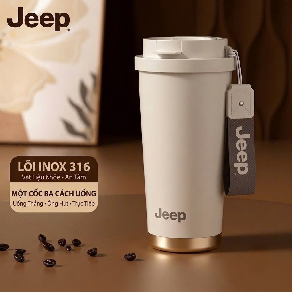Bình / cốc giữ nhiệt 500ml JEEP, ruột inox 316 ( màu ngẫu nhiên )