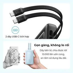 Pin Dự Phòng Anker Zolo 20000 45W - A110M (Tích hợp 2 Cáp TypeC) - không hộp,…