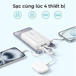 Pin Dự Phòng Anker Zolo 20000 45W - A110M (Tích hợp 2 Cáp TypeC) - không hộp,…