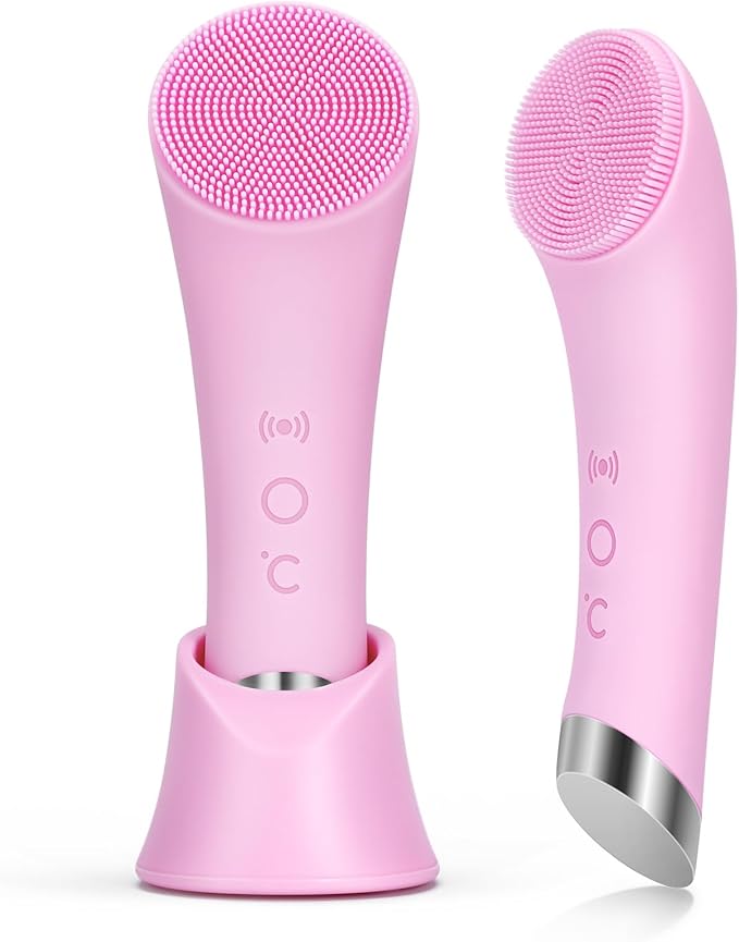 Máy rửa mặt PRITECH bằng silicon, massage nhiệt, tẩy tế bào chết làm sạch sâu BCM-1485 - hàng Amazon
