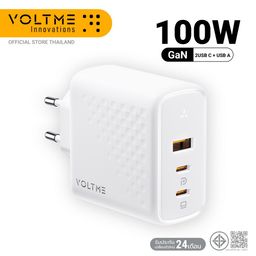 Củ sạc nhanh 100W VOLTME REVO 100W GaN 3, 2 cổng C + 1 cổng A ( chân tròn )