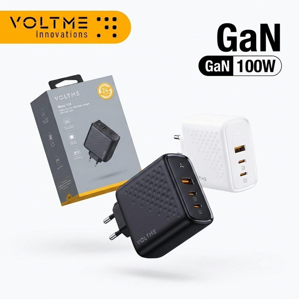 {Order giao 15/8} Củ sạc nhanh 100W VOLTME REVO 100W GaN 3, 2 cổng C + 1 cổng A ( chân tròn )