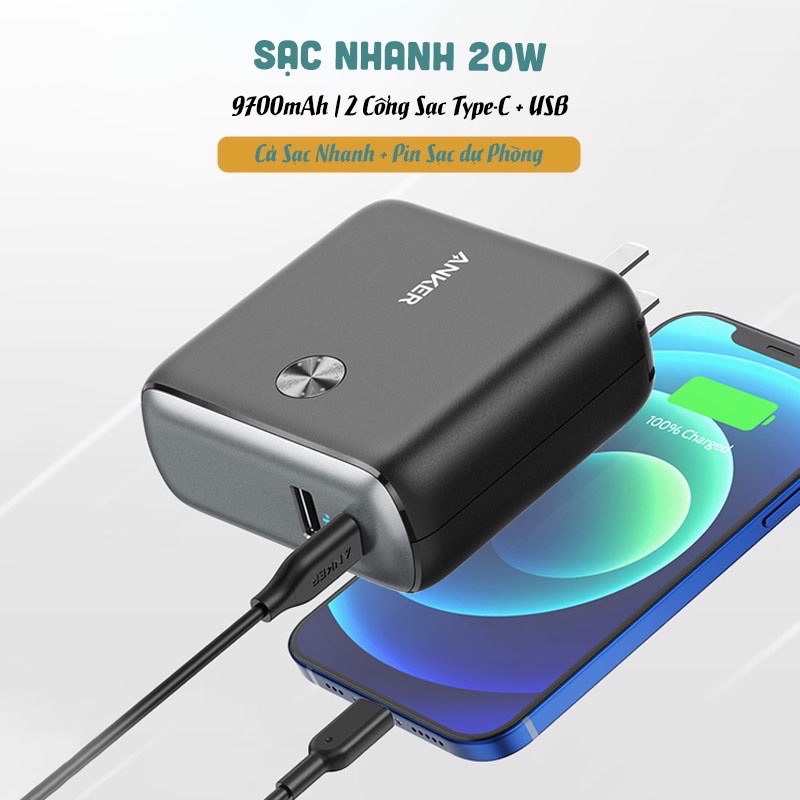 Pin dự phòng Anker Fusion A1623 10.000mAh - hàng cũ, ko bao sống chết