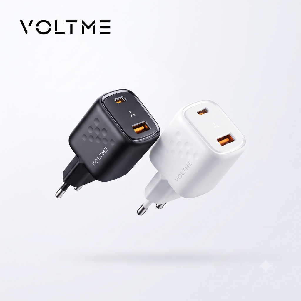 Củ sạc nhanh 30W VOLTME , 2 cổng (C+A) Revo 30 Duo (30W Dual-Port GaN Tech) (chân tròn)  