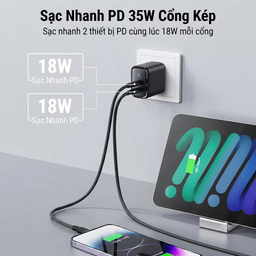 Củ sạc nhanh 35W VOLTME Revo 35 Duo (C+C) GaN – 2 Cổng USB-C | Sạc Nhanh PD 3.0