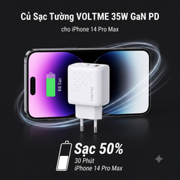Củ sạc nhanh 35W 2 cổng C+A (chân tròn) VOLTME Revo 35 Duo GaN – PD 3.0