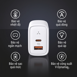Củ sạc nhanh 35W 2 cổng C+A (chân tròn) VOLTME Revo 35 Duo GaN – PD 3.0