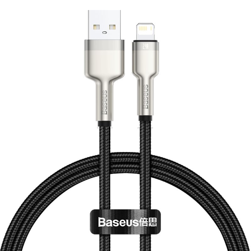 Cáp sạc iPhone Baseus Cafule Metal – USB-A to Lightning, 2.4A ( random màu & độ dài )