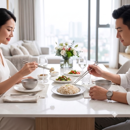 Bộ 2 Bát + 2 đôi đũa TITAN hãng Monber's Mark, chất liệu hợp kim mạ Titanium