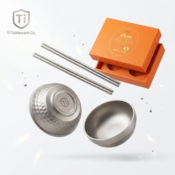 Bộ 2 Bát + 2 đôi đũa TITAN hãng Monber's Mark, chất liệu hợp kim mạ Titanium