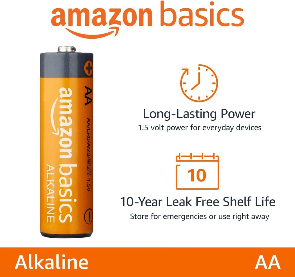 {Order giao 25/8} Vỉ 10 viên Pin AA Alkaline Amazon Basics ( Mỹ )