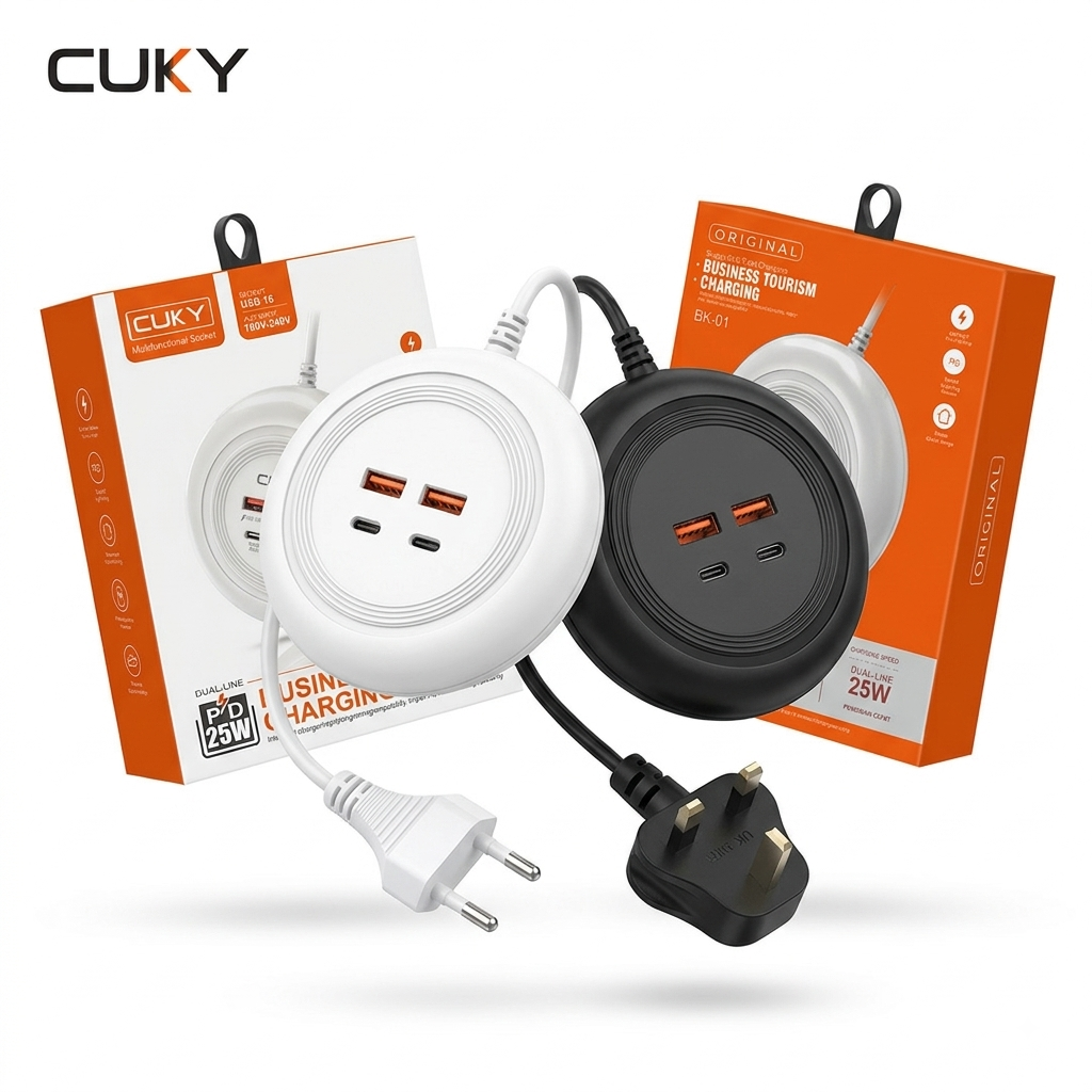 Ổ cắm sạc đa năng 4 cổng 2A + 2C CUKY / Original - giao random chân cắm, màu, logo chính hãng Ổ cắm sạc đa năng 4 cổng 2A + 2C CUKY / Original - giao random chân cắm, màu, logo - Thiết kế ngoại quan thực tế chính hãng tại Hiếu Tạp Hóa