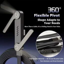 Cáp Sạc Nhanh C to C 240W dây dù, Kiêm Giá Đỡ Điện Thoại Gấp Gọn, công suất 60…