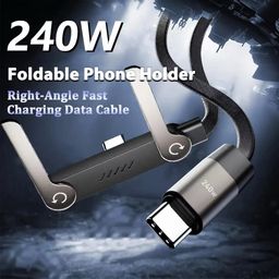 Cáp Sạc Nhanh C to C 240W dây dù, Kiêm Giá Đỡ Điện Thoại Gấp Gọn, công suất 60…