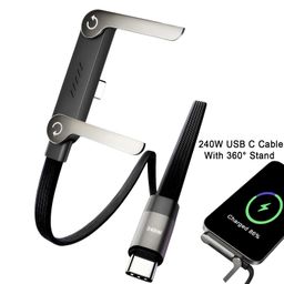Cáp Sạc Nhanh C to C 240W dây dù, Kiêm Giá Đỡ Điện Thoại Gấp Gọn, công suất 60…