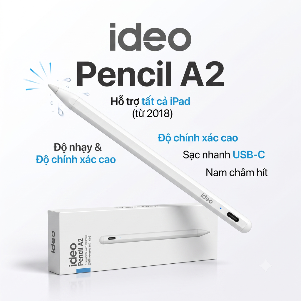 Bút cảm ứng IDEO PENCIL A2 - dùng cho iPad từ 2018 trở lên thực tế Bút cảm ứng IDEO PENCIL A2 - dùng cho iPad từ 2018 trở lên - Góc chụp chi tiết thực tế 6