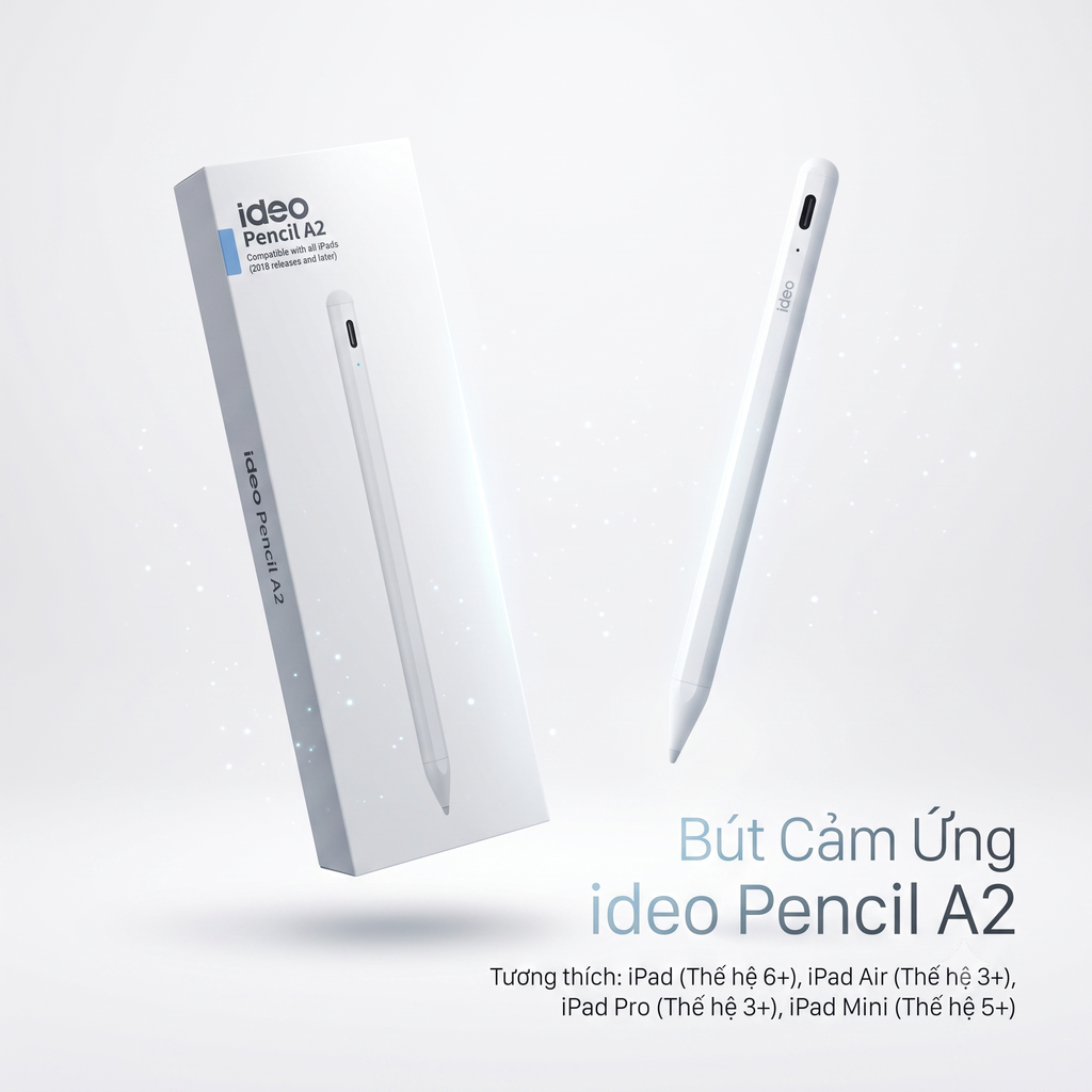 Bút cảm ứng IDEO PENCIL A2 - dùng cho iPad từ 2018 trở lên chính hãng Bút cảm ứng IDEO PENCIL A2 - dùng cho iPad từ 2018 trở lên - Thiết kế ngoại quan thực tế chính hãng tại Hiếu Tạp Hóa