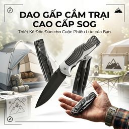 Dao gấp sinh tồn, cắm trại đa năng SOG, phụ kiện camping (ko hộp)