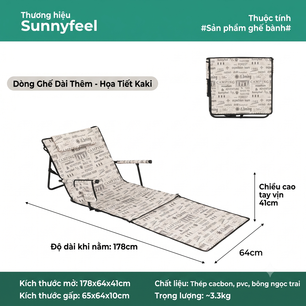 Ghế bệt tựa lưng gấp gọn SunnyFeel SF - 250203 ( bản dài ) để cắm trại, camping, ngủ trưa văn phòng thực tế Ghế bệt tựa lưng gấp gọn SunnyFeel SF - 250203 ( bản dài ) để cắm trại, camping, ngủ trưa văn phòng - Góc chụp chi tiết thực tế 7