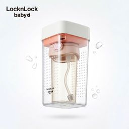 Bình nước trẻ em Lock&Lock, nhựa PPSU cực an toàn, chống đổ nước, có ống hút &…