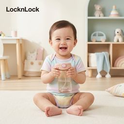 Bình nước trẻ em Lock&Lock, nhựa PPSU cực an toàn, chống đổ nước, có ống hút &…
