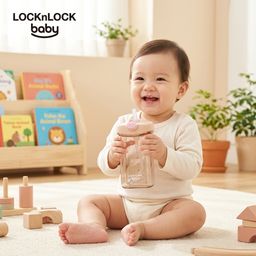 Bình nước trẻ em Lock&Lock, nhựa PPSU cực an toàn, chống đổ nước, có ống hút &…