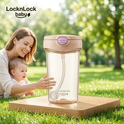 Bình nước trẻ em Lock&Lock, nhựa PPSU cực an toàn, chống đổ nước, có ống hút &…