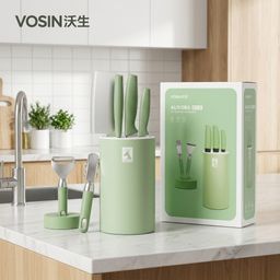 Bộ dao nhà bếp 6 món VOSIN AURORA, kèm dock, có dao chặt thái bản lớn