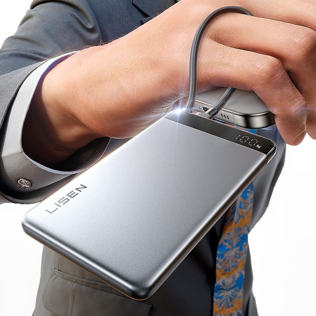 Pin dự phòng 10.000mAh hãng LISEN - P301 sạc nhanh 22.5w, siêu mỏng, liền cáp Type- thực tế Pin dự phòng 10.000mAh hãng LISEN - P301 sạc nhanh 22.5w, siêu mỏng, liền cáp Type- - Góc chụp chi tiết thực tế 5