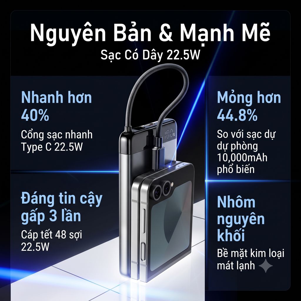 Pin dự phòng 10.000mAh hãng LISEN - P301 sạc nhanh 22.5w, siêu mỏng, liền cáp Type- thực tế Pin dự phòng 10.000mAh hãng LISEN - P301 sạc nhanh 22.5w, siêu mỏng, liền cáp Type- - Góc chụp chi tiết thực tế 9