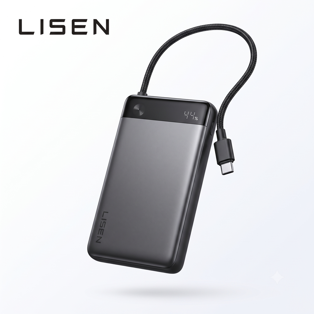 Pin dự phòng 10.000mAh hãng LISEN - P301 sạc nhanh 22.5w, siêu mỏng, liền cáp Type- chính hãng Pin dự phòng 10.000mAh hãng LISEN - P301 sạc nhanh 22.5w, siêu mỏng, liền cáp Type- - Thiết kế ngoại quan thực tế chính hãng tại Hiếu Tạp Hóa