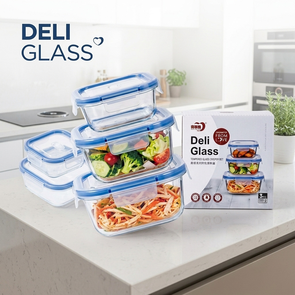 Bộ 3 Hộp Thủy Tinh Cường Lực Đựng Thực Phẩm DELI GLASS (360ml - 630ml - 1030ml) thực tế Bộ 3 Hộp Thủy Tinh Cường Lực Đựng Thực Phẩm DELI GLASS (360ml - 630ml - 1030ml) - Góc chụp chi tiết thực tế 5