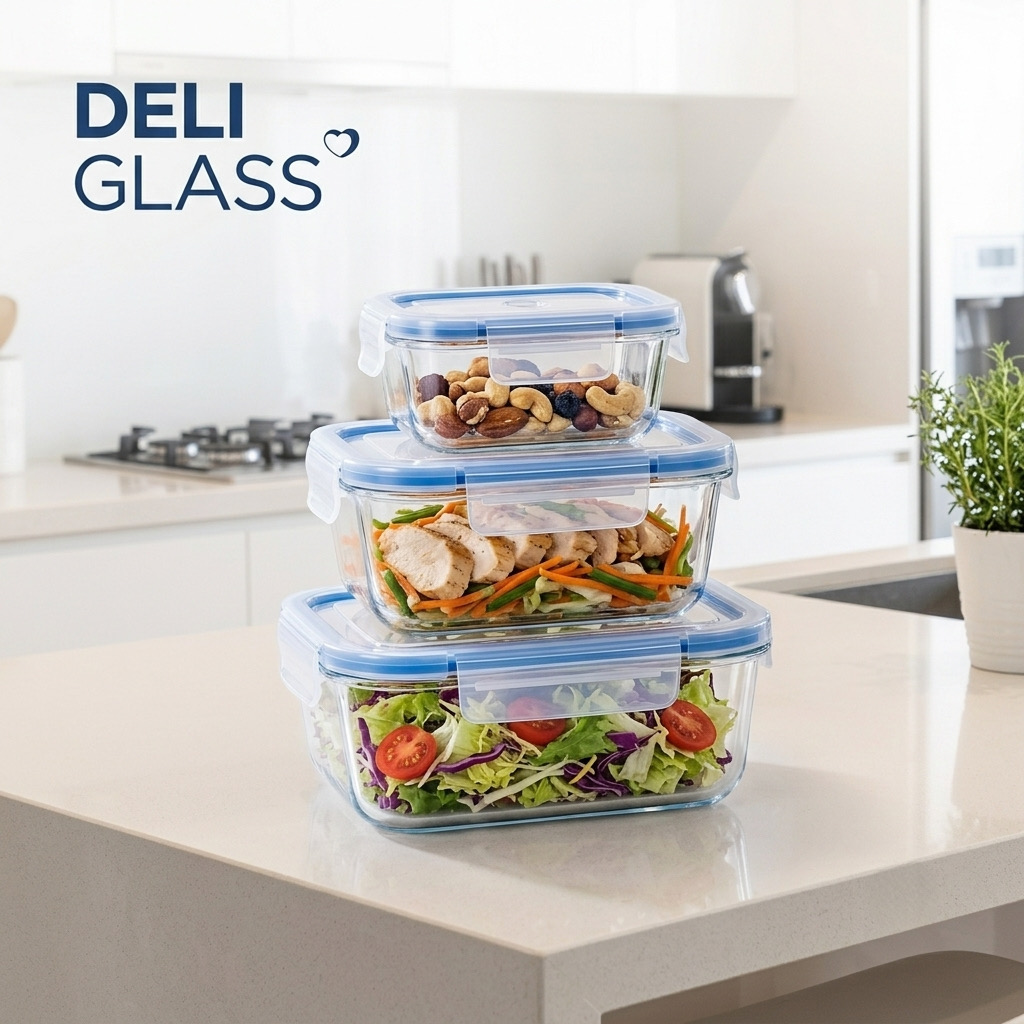 Bộ 3 Hộp Thủy Tinh Cường Lực Đựng Thực Phẩm DELI GLASS (360ml - 630ml - 1030ml) thực tế Bộ 3 Hộp Thủy Tinh Cường Lực Đựng Thực Phẩm DELI GLASS (360ml - 630ml - 1030ml) - Góc chụp chi tiết thực tế 4