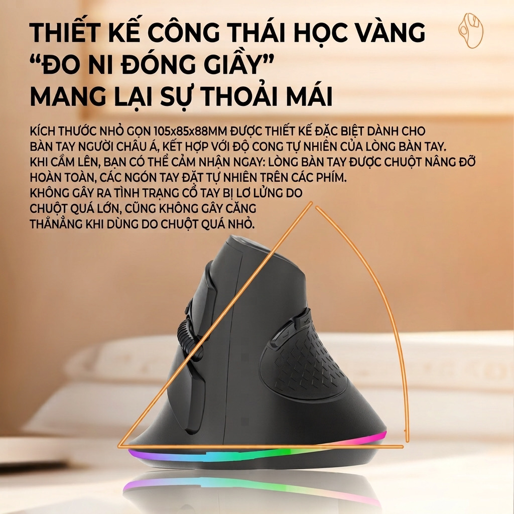 Chuột Bluetooth công thái học RICHTECH - MX101 , chuột yên lặng, 3200 DPI, led RGD thực tế Chuột Bluetooth công thái học RICHTECH - MX101 , chuột yên lặng, 3200 DPI, led RGD - Góc chụp chi tiết thực tế 14